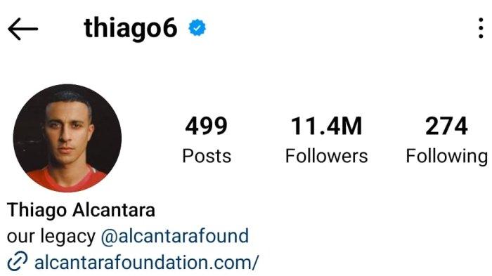 Bio akun Instagram Thiago Alcantara setelah tak lagi mencantumkan nama Liverpool 