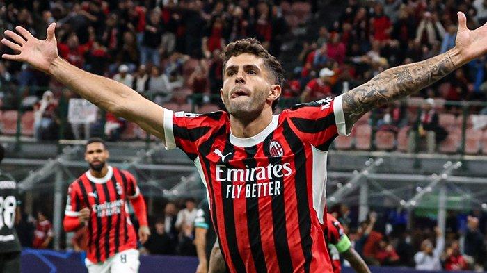 Selebrasi Christian Pulisic saat mencetak gol di AC Milan.