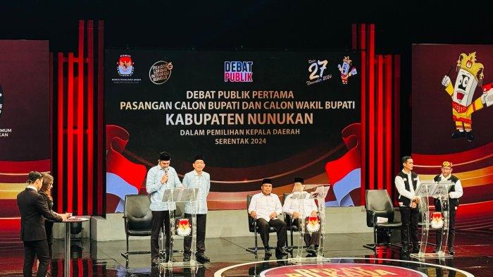 Debat Publik pertama pasangan calon (Paslon) Bupati dan Wakil Bupati Nunukan yang sedang berlangsung di Studio Metro TV, Jakarta, Senin (4/11/2024), pukul 15.00 Wita.
(HO/ Risman).