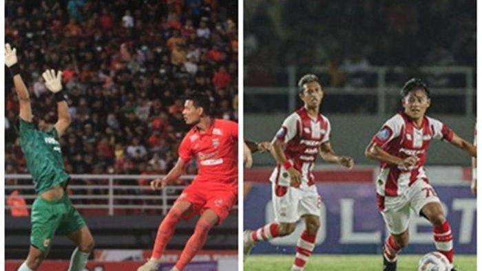 Duel Udara pemain Borneo FC dengan pemain Persis Solo, dan pemain Laskar Sambernyawa saat berlaga.
