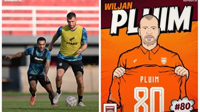Eks bomber PSM Makassar, Wiljan Pluim tampak berlatih bersama Skuat Borneo FC, setelah resmi berseragam Pesut Etam.