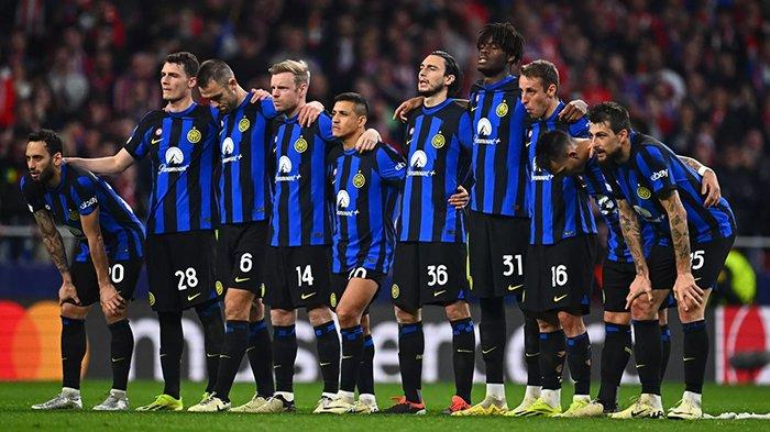 Ekspresi pemain Inter Milan dalam drama adu penalti melawan Atletico Madrid, pada babak 16 besar Liga Champions, di Civitas Metropolitano, Kamis (14/3/2024). (inter.it)