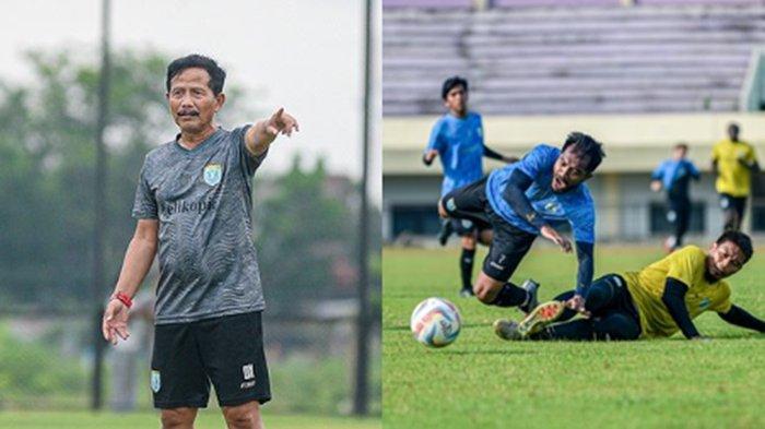 FOTO Djajang Nurjaman pimpin latihan Persela Lamongan.  