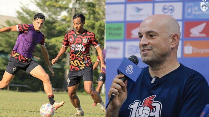FOTO Pemain Semen Padang saat latihan dan Bernardo Tavares (kanan). Update Liga 1 hari ini, setelah sukses bikin repot Persib Bandung, kini Semen Padang berambisi libas PSM Makassar di pekan ke-11 Liga 1.