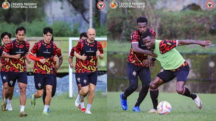FOTO Penggawa Semen Padang saat latihan. Laga Semen Padang kontra Persebaya Surabaya hari ini, jadi momentum tepat buat Bajul Ijo jauhi Persib Bandung, Borneo FC, hingga Persija Jakarta di klasemen sementara Liga 1.