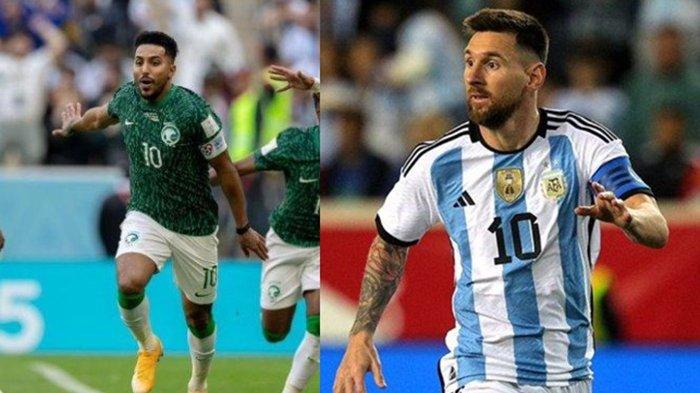 FOTO Salem Al-Dawsari dan Lionel Messi (kanan).