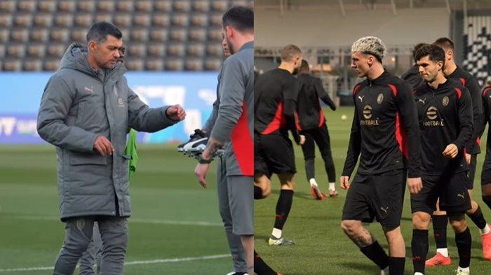FOTO Sergio Conceicao (kiri) saat pimpin latihan AC Milan.  