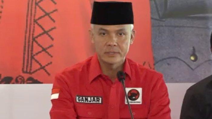 Ganjar Pranowo memberikan sambutan setelah resmi menjadi calon presiden yang diusung PDIP, di Istana Batu tulis, Bogor, Jumat (21/4/2023). (YouTube / PDI Perjuangan)