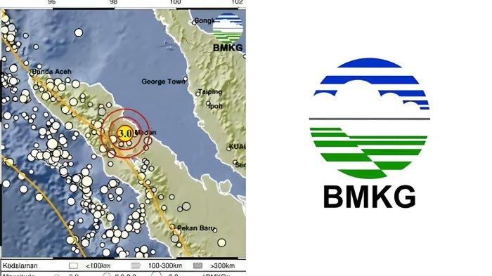GEMPA BINJAI SUMUT - Tangkapan layar Badan Metereologi Klimatologi dan Geofisika, Rabu (23/4/2025). Informasi gempa hari ini dengan magnitudo 3.0 guncang wilayah Binjai Sumatera Utara, cek kedalaman gempa dari BMKG.