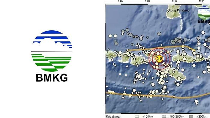 GEMPA KOTA BIMA - Tangkapan layar Badan Metereologi Klimatologi dan Geofisika, Minggu (25/5/2025). Informasi gempa hari ini dengan magnitudo 2.8 guncang 24 km tenggara Kota Bima, NTB.