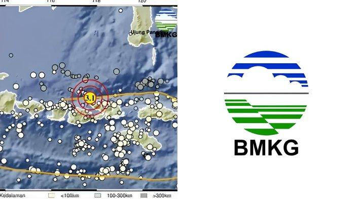 GEMPA SUMBAWA NTB - Tangkapan layar Badan Metereologi Klimatologi dan Geofisika, Minggu (4/5/2025). Informasi gempa hari ini dengan kekuatan magnitudo 3.1 guncang Sumbawa NTB di kedalaman 21 km.
