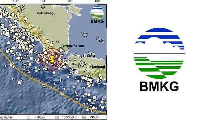 GEMPA TANGGAMUS LAMPUNG - Tangkapan layar Badan Metereologi Klimatologi dan Geofisika, Senin (28/4/2025). Informasi gempa hari ini dengan magnitudo 2.8 guncang Tanggamus Lampung di kedalaman 34 km.