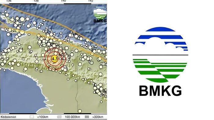 GEMPA YALIMO PAPUA - Tangkapan layar Badan Metereologi Klimatologi dan Geofisika, Minggu (20/4/2025). Informasi gempa hari ini dengan magnitudo 4.3 guncang Yalimo Papua di kedalaman 10 km.