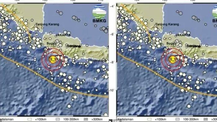 Info BMKG hari ini, sebut pusat gempa terkini 2 menit yang lalu berada 91 km di selatan Kabupaten Sukabumi, Jawa Barat.