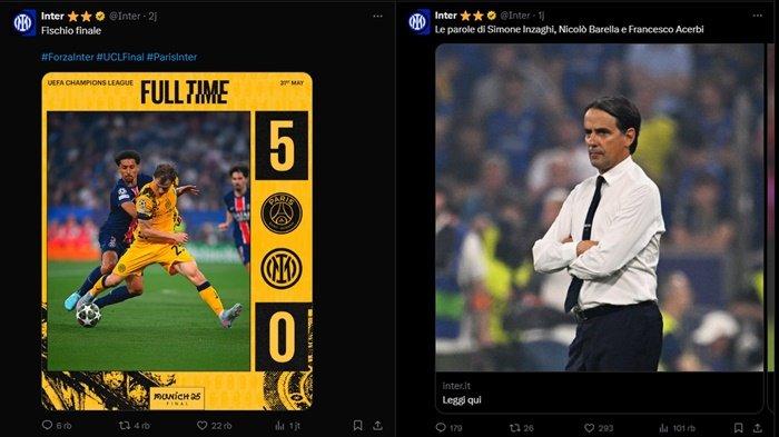 MASA DEPAN INZAGHI - Inter Milan asuhan Simone Inzaghi (kanan) keok 5-0 lawan PSG di Final Liga Champions dini hari tadi WIB. Masa depan pelatih Inter Milan, Simone Inzaghi kini jadi teka-teki seusai I Nerazzurri gagal total di Coppa Italia, Serie A Liga Italia, hingga teranyar jadi bulan-bulanan PSG di Final Liga Champions 2024/2025.