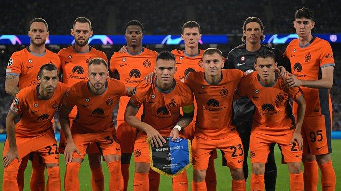 Inter Milan tampil mengenakan jersey oranye pada matchday 1 Liga Champions melawan Real Sociedad di Stadion Reale Arena, Kamis (21/9/2023).