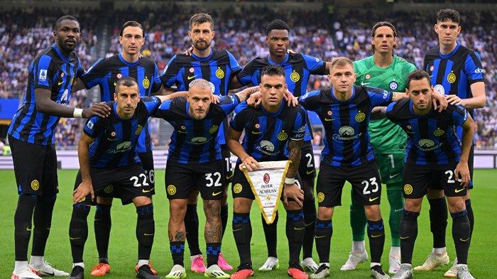 Skuad Inter Milan ketika melakoni Derby della Madonnina menghadapi AC Milan, giornata 4 Liga Italia Serie A, di Stadion Giuseppe Meazza, Minggu (17/9/2023).