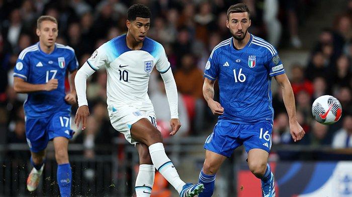 Aksi Jude Bellingham pada pertandingan Kualifikasi Piala Eropa 2024 antara Inggris vs Italia di Wembley Stadium, Rabu (18/10/2023). (Twitter / @England)