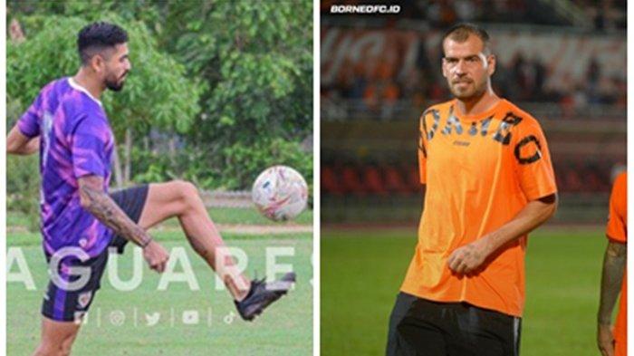 Julian Guevara pemain Jaguares FC asal Kolombia yang akan dibidik oleh Borneo FC (kiri), calon duet Wiljan Pluim yang lebih dahulu berseragam Borneo FC.