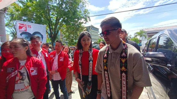 Kedatangan Ketua Umum (Ketum) Dewan Pimpinan Pusat (DPP) Partai Solidaritas Indonesia (PSI), Kaesang Pangarep didampingi istri, Erina Gudono di Hotel Lotus Panaya Tarakan, Sabtu (20/1/2024) siang kemarin.