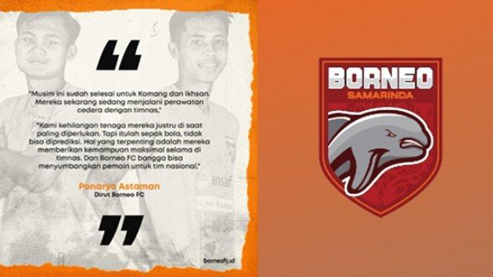Duo pemain Borneo FC yakni Komang Teguh dan Ikhsanul Zikrak dilaporkan cedera jelang duel Bali United di championship series Liga 1.