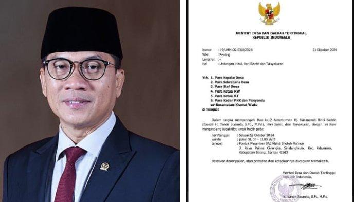 Menteri Desa, Yandri Susanto dikritik Mahfud MD usai ketahuan pakai kop surat dan stempel Kementerian di undangan Haul almarhumah ibunya. (Kolase Tribun Kaltara/Akun X @mohmahfudmd)
