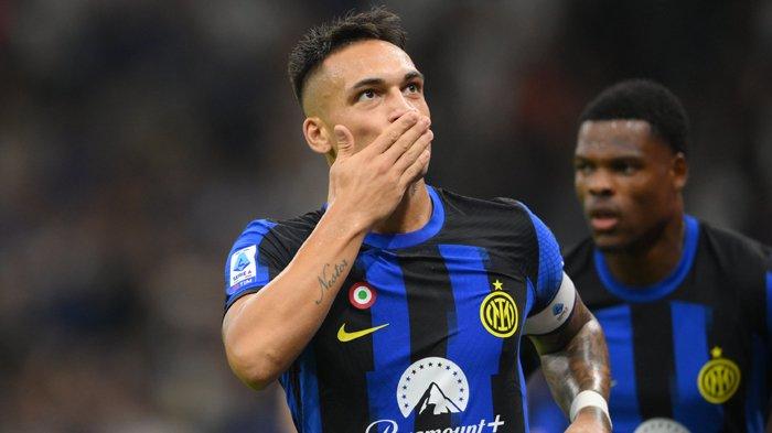 Selebrasi Lautaro Martinez ketika mencetak gol pada laga pembuka Liga Italia Serie A 2023/2024 saat Inter Milan vs AC Monza, di Stadion Giuseppe Meazza, Minggu (20/8/2023). (inter.it)