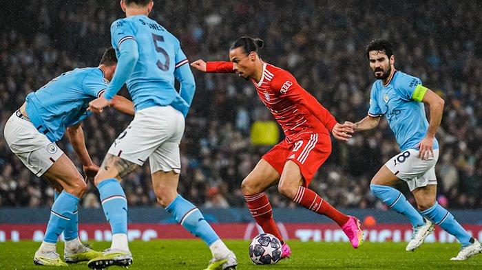 Leroy Sane beraksi pada duel Man City vs Bayern leg pertama perempat final Liga Champions, di Stadion Ettihad, 12 April 2023 silam. (fcbayern.com)