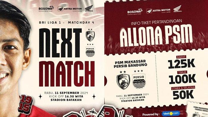 Lihat prediksi skor laga PSM Makassar vs Persib Bandung di Liga 1 pada Rabu 11 September 2024, dimana catatan buruk hantui pasukan Bojan Hodak.
