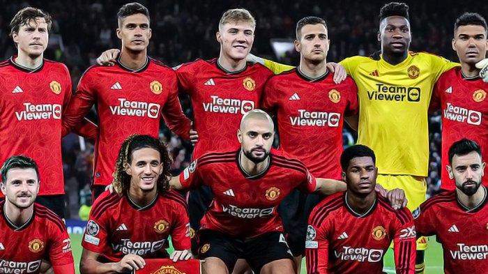 Skuad Manchester United pada pertandingan grup A Liga Champions melawan Galatasaray di Stadion Old Trafford, Rabu (4/10/2023). (Twitter / @ManUtd)