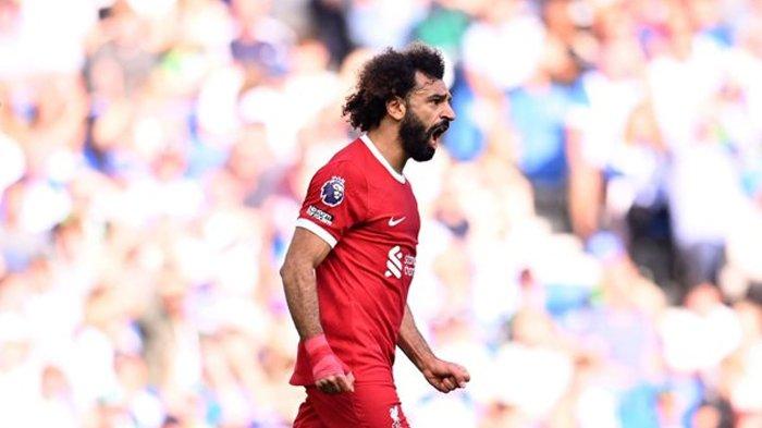 Mohamed Salah saat cetak gol untuk Liverpool ke gawang Brighton