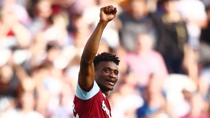 Mohammed Kudus saat selebrasi gol penyama kedudukan West Ham United atas Newcastle United