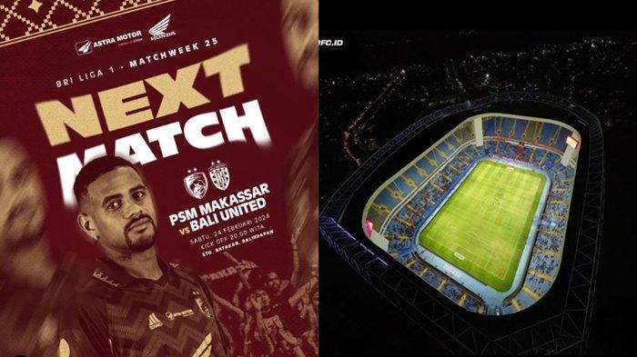 Selain Jadwal Liga 1 yang akan pertemukan PSM Makassar vs Bali United tersaji juga Head to Head dan Link Live Streaming di Indosiar Juku Eja vs Serdadu Tridatu yang akan dihelat di Stadion Batakan Balikpapan.