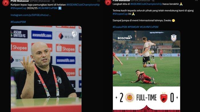 PSM TERSINGKIR - PSM besutan Bernardo Tavares kalah 2-0 lawan CAHN di semifinal ASEAN Club Championship. Inilah komentar pelatih PSM Makassar Bernardo Tavares setelah klub berjulukan Juku Eja itu digebuk klub asal Vietnam di semifinal, yang membuat Yuran Fernandes cs tersingkir dari ajang ASEAN Club Championship 2024/2025.