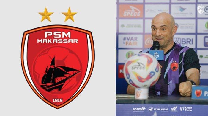 AMUNISI TAMBAHAN - Pelatih PSM Makassar, Bernardo Tavares (kanan) bersama logo PSM. Kali ini Bernardo Tavares punya amunisi tambahan yakni M Arfan jelang duel PSM Makassar kontra Persita Tangerang di laga penutup kedua tim di Liga 1 musim ini. (Tangkapan Layar x @PSM_Makassar dan PT LIB)