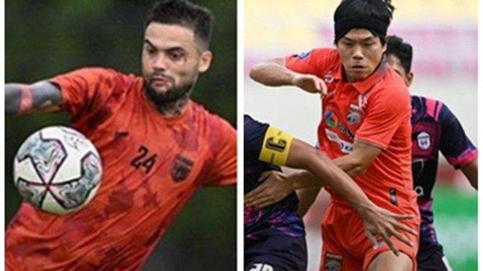 Pemain Borneo FC, Kei Hirose (kanan) dan Diego Michels (kiri) yang diprediksi sudah bisa dimainkan saat menghadapi Persib Bandung.