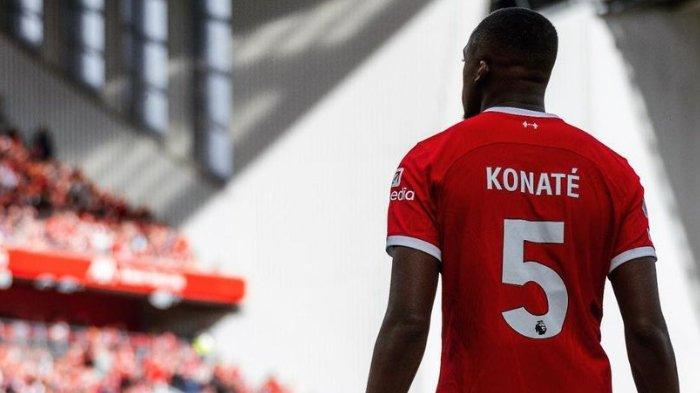 Pemain Liverpool Ibrahima Konate di laga Derby Merseyside melawan Everton