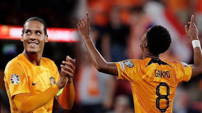 Pemain Liverpool Virgil van Dijk dan Cody Gakpo meraih hasil positif saat membela Timnas Belanda di penyisihan Euro 2024