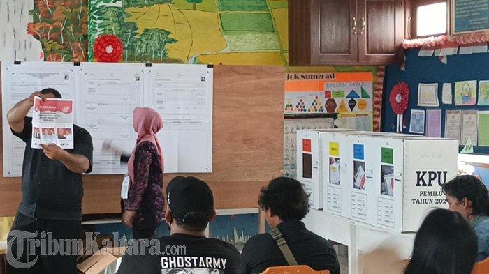 Penghitungan suara Pemilu 2024 di TPS Malinau Utara, Rabu (14/2/2024). (TribunKaltara.com/Mohamad Supri)