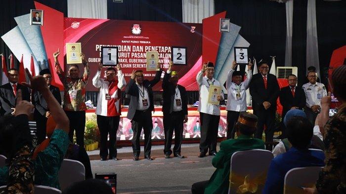 Pengundian dan penetapan nomor urut pasangan calon, ZIAP (kiri) nomor urut 2, Sulton (tengah) nomor urut 1 dan YESS (kanan) nomor urut 2 (TribunKaltara.com / Desi Kartika)