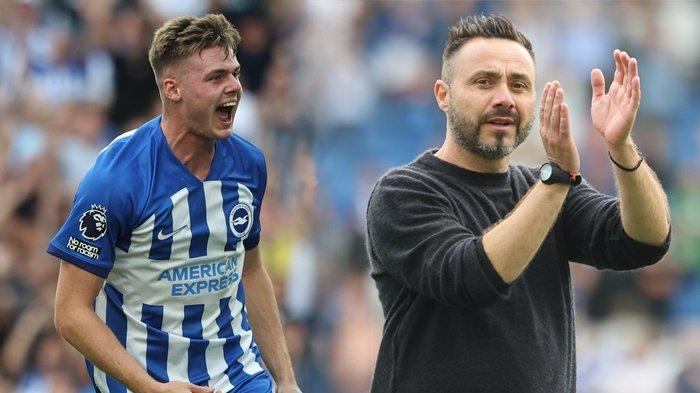 Penyerang Brighton, Evan Ferguson dan pelatih Roberto De Zerbi. (Kolase TribunKaltara.com / Twitter / @OfficialBHAFC)
