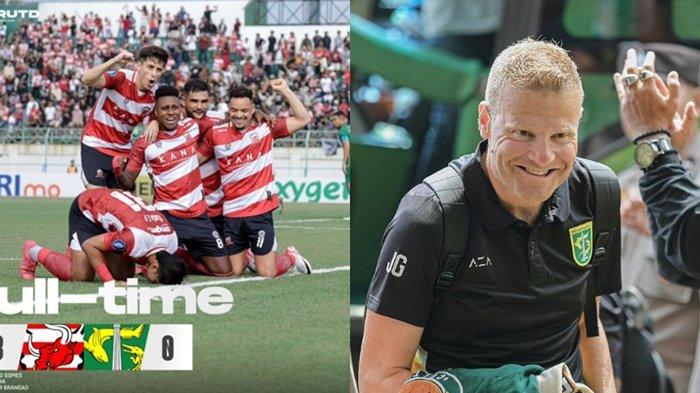 Persebaya Surabaya yang dilatih Josep Gombau pada Minggu 17 September 2023 hari ini, dibantai oleh Madura United di Liga 1 dengan skor 3-0.