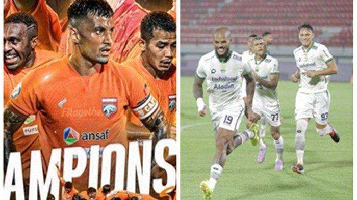 Persib Bandung (kanan) mendekati Borneo FC (kiri) untuk masuk dalam babak championship series Liga 1, usai Maung Bandung mengalahkan PSS SLeman.