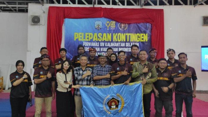 Kontingen PWI Kaltara yang akan mengikuti Porwanas XIV Kalsel, usai acara pelepasan Minggu (18/08/2024).
