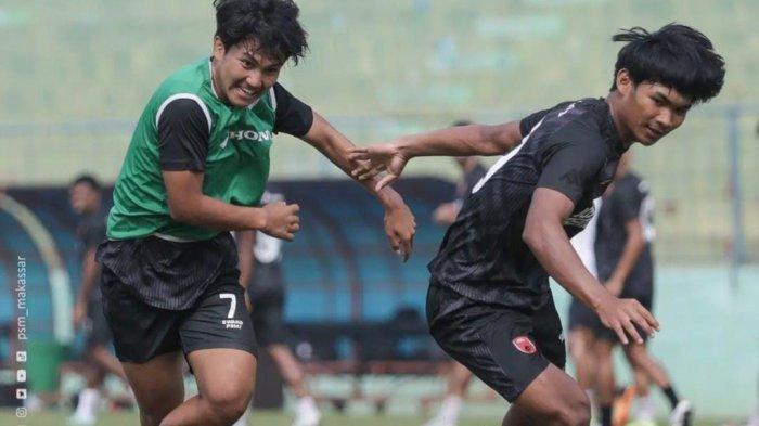 Suasana latihan PSM Makassar yang turut diikuti jebolan Timnas Indonesia U-19, Rafli Asrul dan Edgard Amping (kanan).  