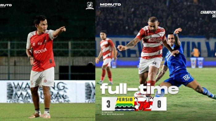 Caretaker Pelatih Madura United FC Rakhmat Basuki yang bongkar biang kerok klub berjuluk Laskar Sapeh Kerrab itu dibantai oleh Persib Bandung di final championship series Liga 1.