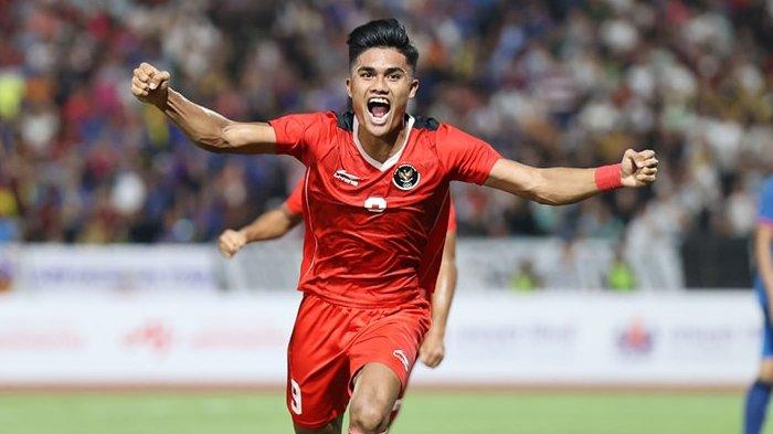 Selebrasi Ramadhan Sananta ketika mencetak gol pada final SEA Games 2023 antara Timnas Indonesia vs Thailand, di Olympic Stadium, Kamboja, Selasa (16/5/2023).(Instagram / @pssi)