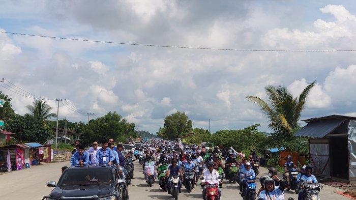 Ribuan relawan GAAS yang melakukan konvoi menuju Kantor KPU Nunukan, Rabu (28/08/2024), pagi.