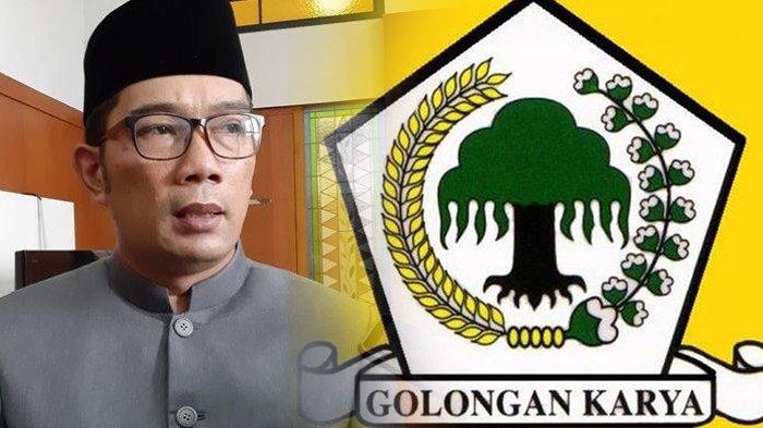 Ridwan Kamil dan partai Golkar. (Kolase Tribun Jabar/ Muhamad Syarif Abdussalam dan Ist)