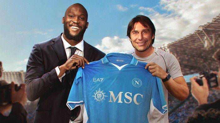 NAPOLI RAIH SCUDETTO - Romelu Lukaku dan Antonio Conte, duo eks Inter Milan resmi reuni di Napoli.  (Twitter / @SerieA)